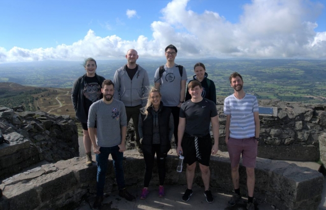 2021 group photo from trip to Moel Famau. Left to right: Jacqui, Dom, Josh, Jess, Chung, Cameron, Edyta and Tom.