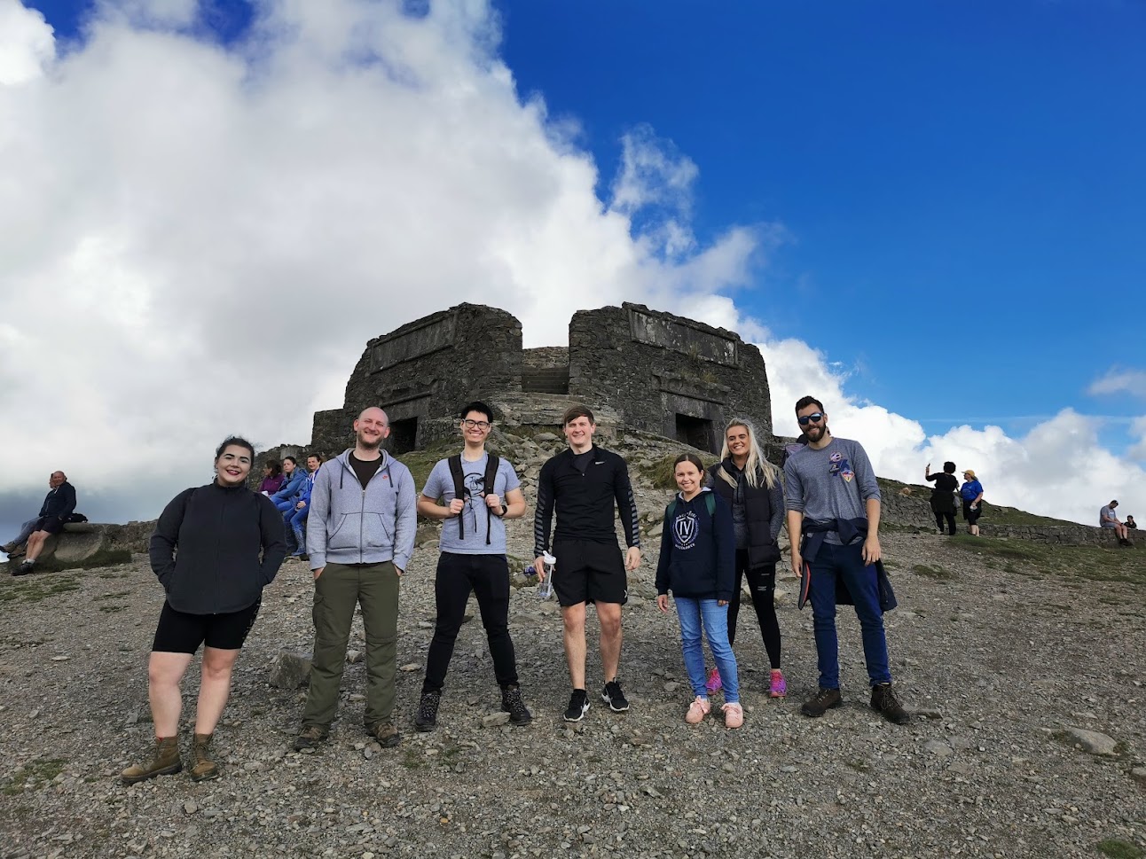 2021 group photo from trip to Moel Famau. Left to right: Jacqui, Josh, Chung, Cameron, Edyta, Jess and Dom.